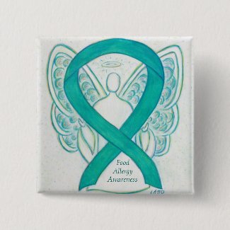 Food Allergy Awareness Angel Green Ribbon Art Pin