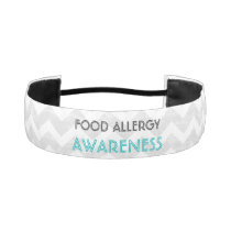 Food Allergy Awareness Gray Chevron Athletic Headband
