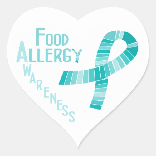 Food Allergy Awareness Heart Teal Ribbon Heart Sticker