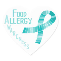 Food Allergy Awareness Heart Teal Ribbon Heart Sticker