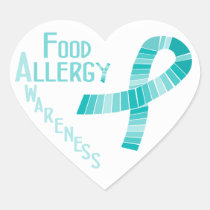 Food Allergy Awareness Heart Teal Ribbon Sticker