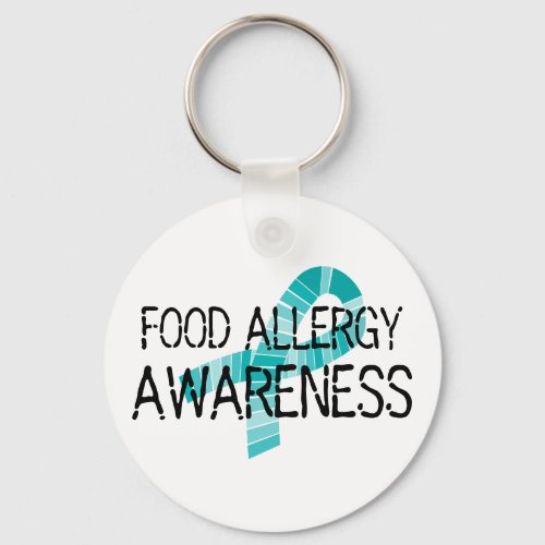 Food Allergy Awareness Shades of Teal Ribbon Keychain