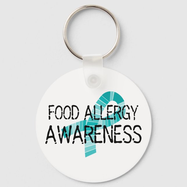 Food Allergy Awareness Shades of Teal Ribbon Keychain (Front)