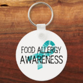 Food Allergy Awareness Shades of Teal Ribbon Keychain (Front)