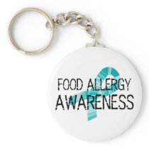 Food Allergy Awareness Shades of Teal Ribbon Keychain