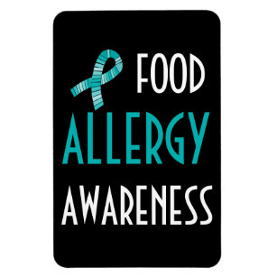 Food Allergy Awareness Teal Ribbon Black and Teal Magnet