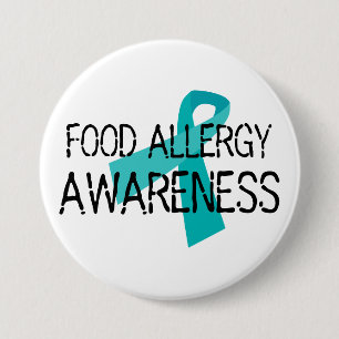 Food Allergy Awareness Teal Ribbon Pinback Button