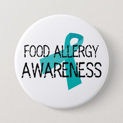 Food Allergy Awareness Teal Ribbon Pinback Button