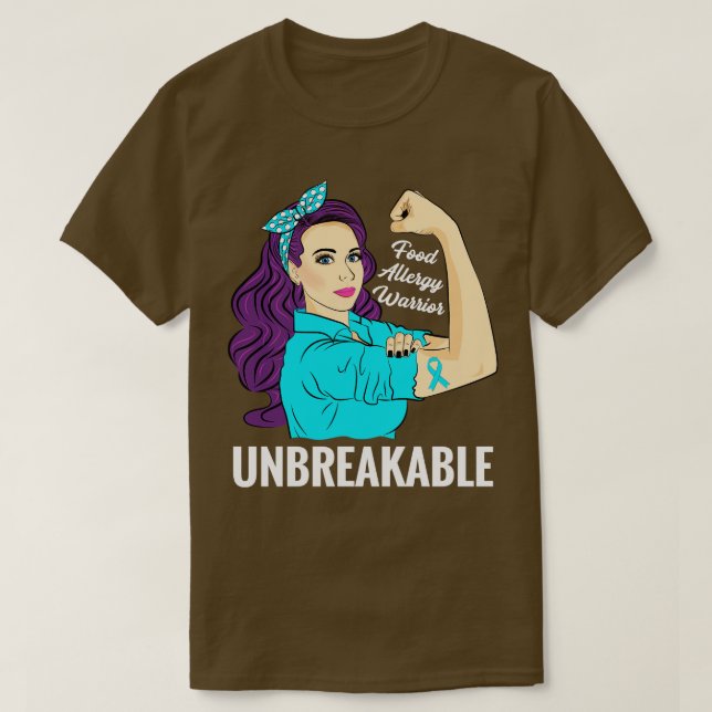 Food Allergy Awareness Warrior Unbreakable T-Shirt (Design Front)