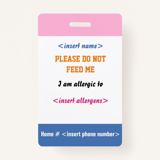 Food Allergy Badge (Front)