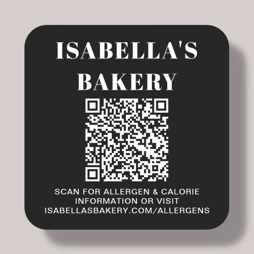 Food Allergy Calorie Information QR Code Square Sticker