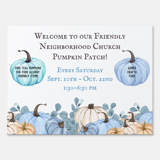 Food Allergy Friendly Teal Pumpkin Patch Sign (Front)
