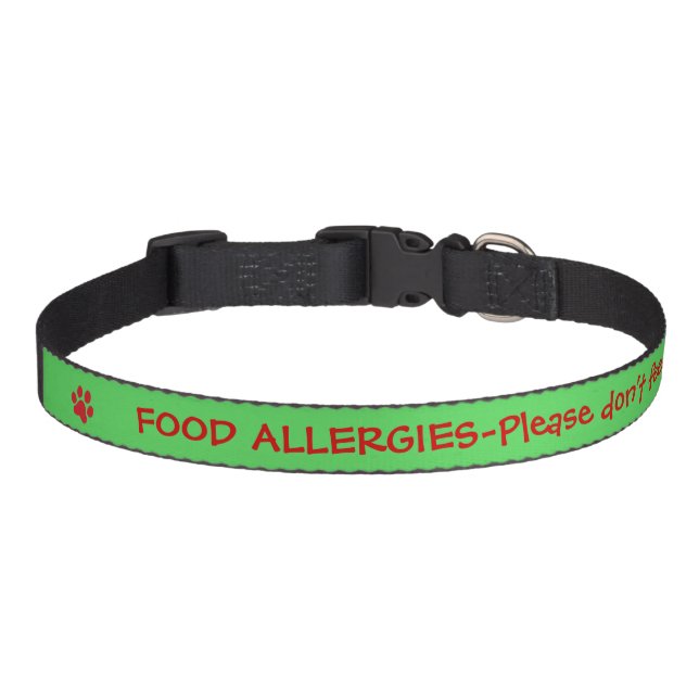 Food Allergy Medical Alert-Green Pet Collar (Front)