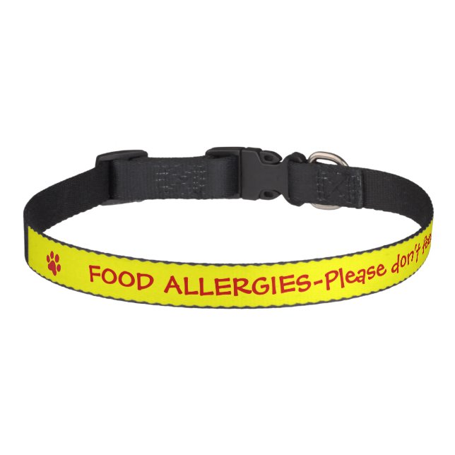 Food Allergy Medical Alert-Yellow Pet Collar (Front)