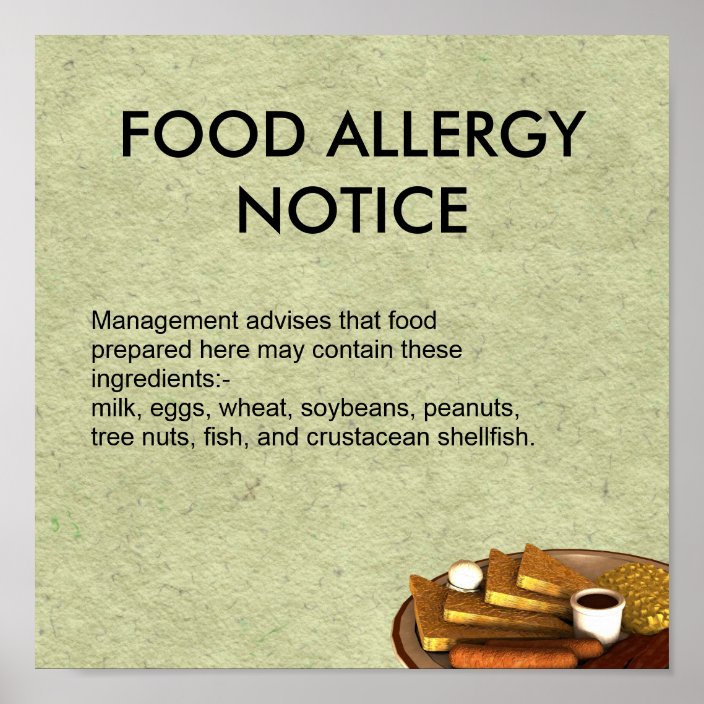 Food Allergy Notice Poster | Zazzle.com