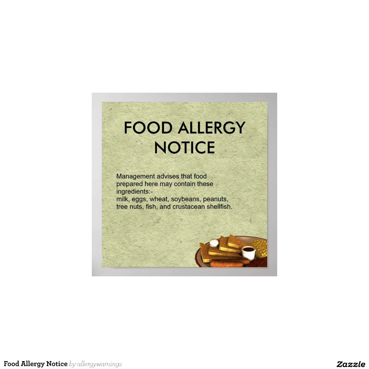 Printable Free Food Allergy Notice Poster