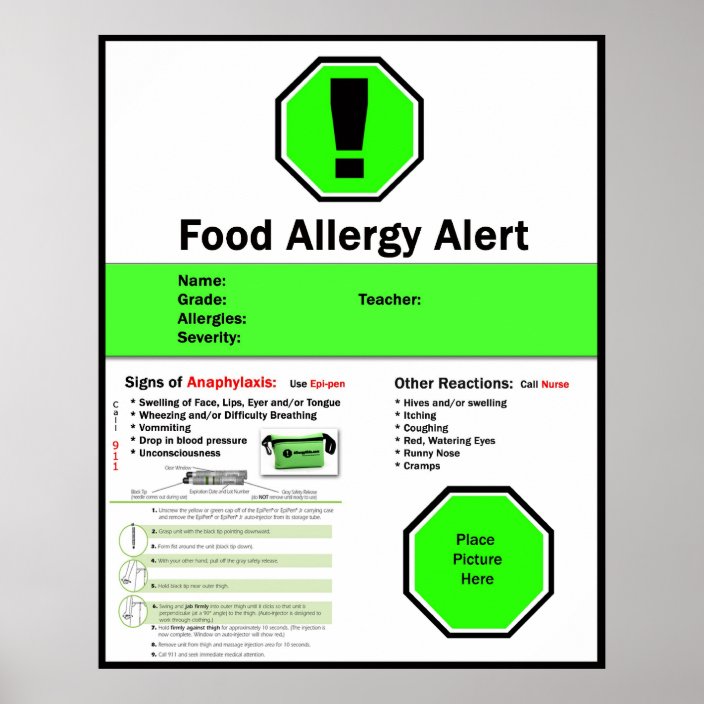 Food Allergy Poster for School | Zazzle.com