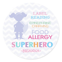 Food Allergy Superhero Girl Stickers