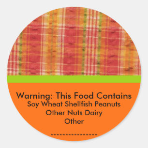 Food Allergy Warning Sticker