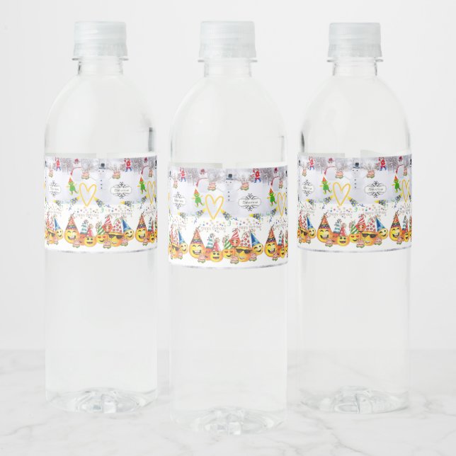 Food and Beverage Label Set Merry Christmas Happy  (Bottles)