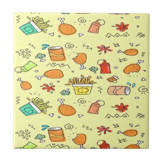Food and drink pattern ceramic tile (Front)
