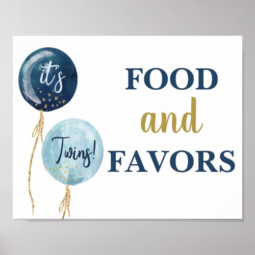 Food and Favors navy blue twin boys sign