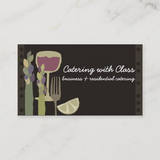 Customizable Food and wine asparagus chef catering biz cards business card templates