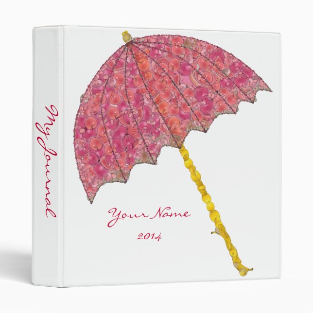 Food Art Pink Umbrella 3 Ring Binder (Front/Spine)