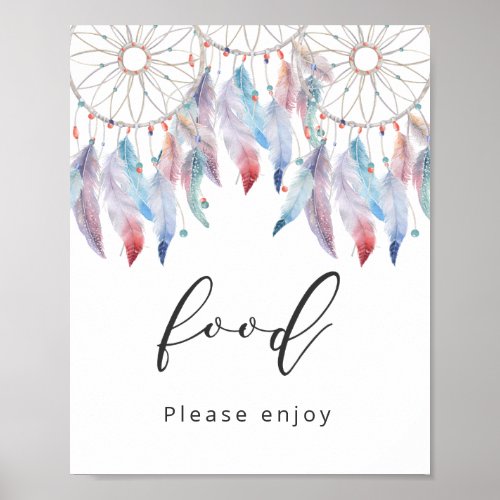 Food Baby Shower Sign Boho Dreamcatcher Minimalist