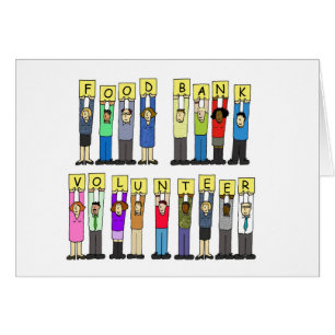 Food Bank Volunteer Cartoon People Cards