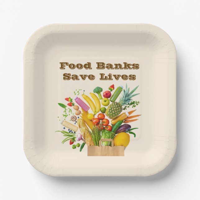 Food Banks Save Lives Paper Plates (Front)