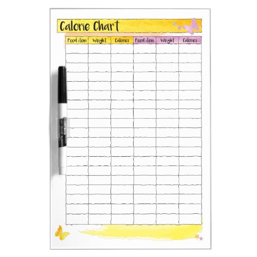 Food Calorie Wall Chart Tracker Dry_Erase Board