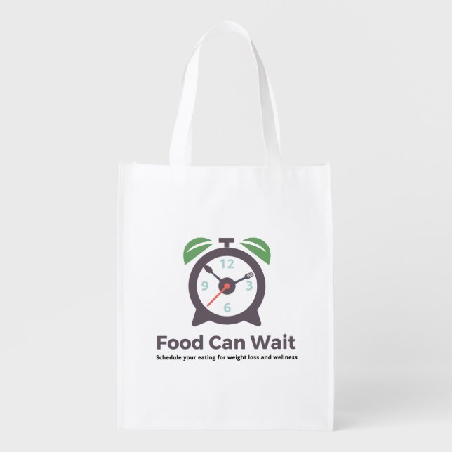 Food Can Wait Reusable Grocery Bag (Front)