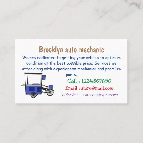 Food cart cartoon illustration business card