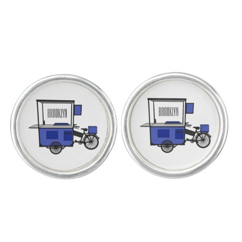 Food cart cartoon illustration cufflinks