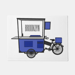 Food cart cartoon illustration doormat