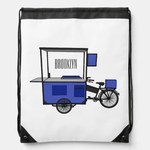 Food cart cartoon illustration drawstring bag