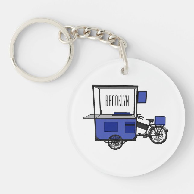 Food cart cartoon illustration keychain (Front)