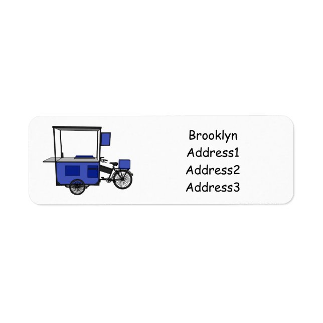 Food cart cartoon illustration label (Front)