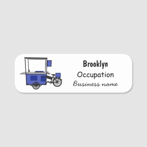 Food cart cartoon illustration name tag