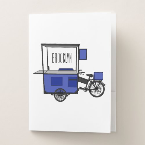 Food cart cartoon illustration pocket folder