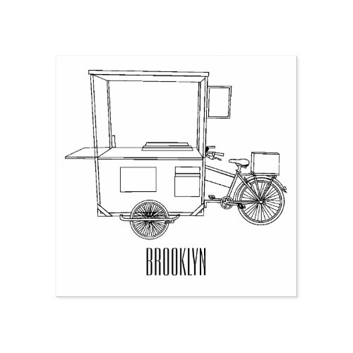 Food cart cartoon illustration rubber stamp