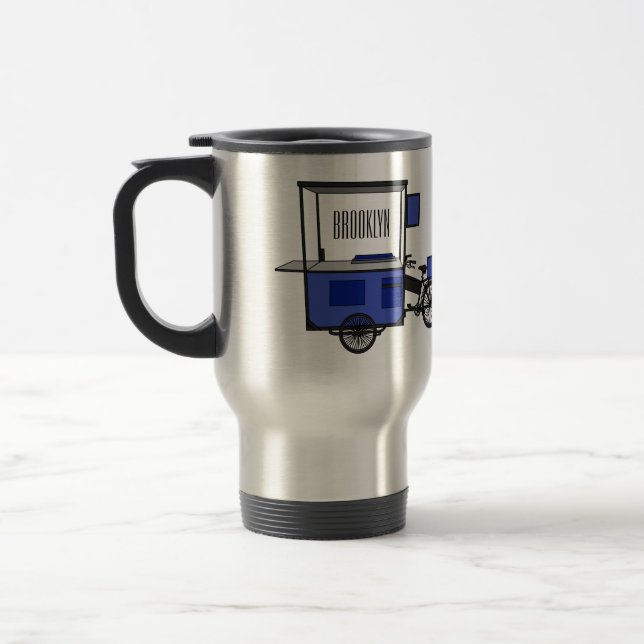 Food cart cartoon illustration travel mug (Left)