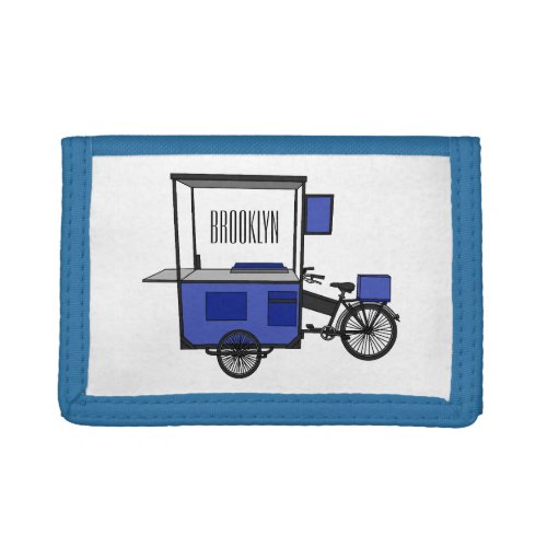 Food cart cartoon illustration trifold wallet