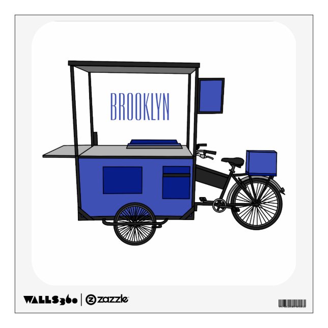 Food cart cartoon illustration wall decal (Front)