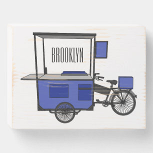 Food cart cartoon illustration wooden box sign