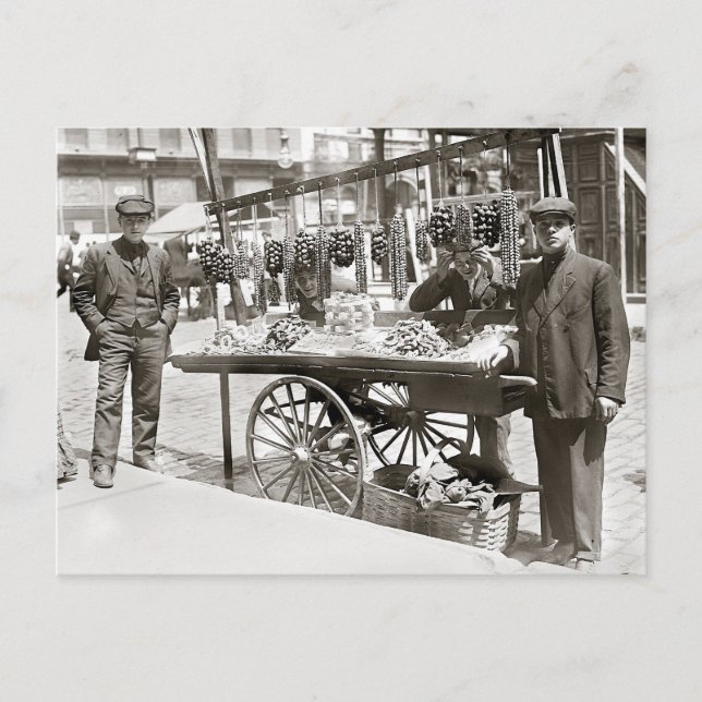 Food Cart in Little Italy, 1908 Postcard (Front)