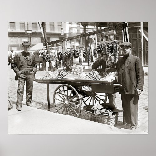 Food Cart in Little Italy 1908 Vintage Photo Poster