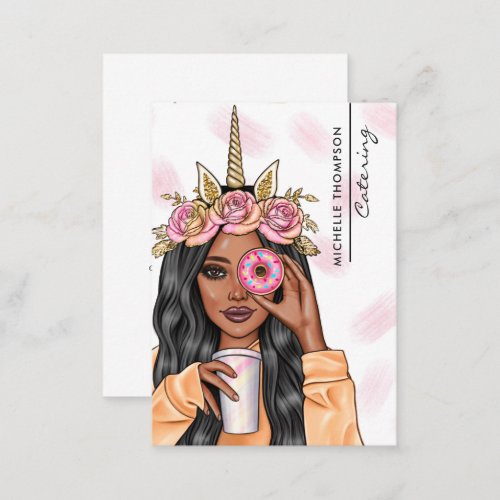 Food Catering Whimsical Unicorn Lady Business Card