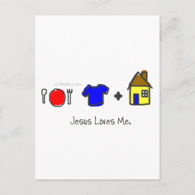 Food, Clothing, and Shelter Postcard (Front)